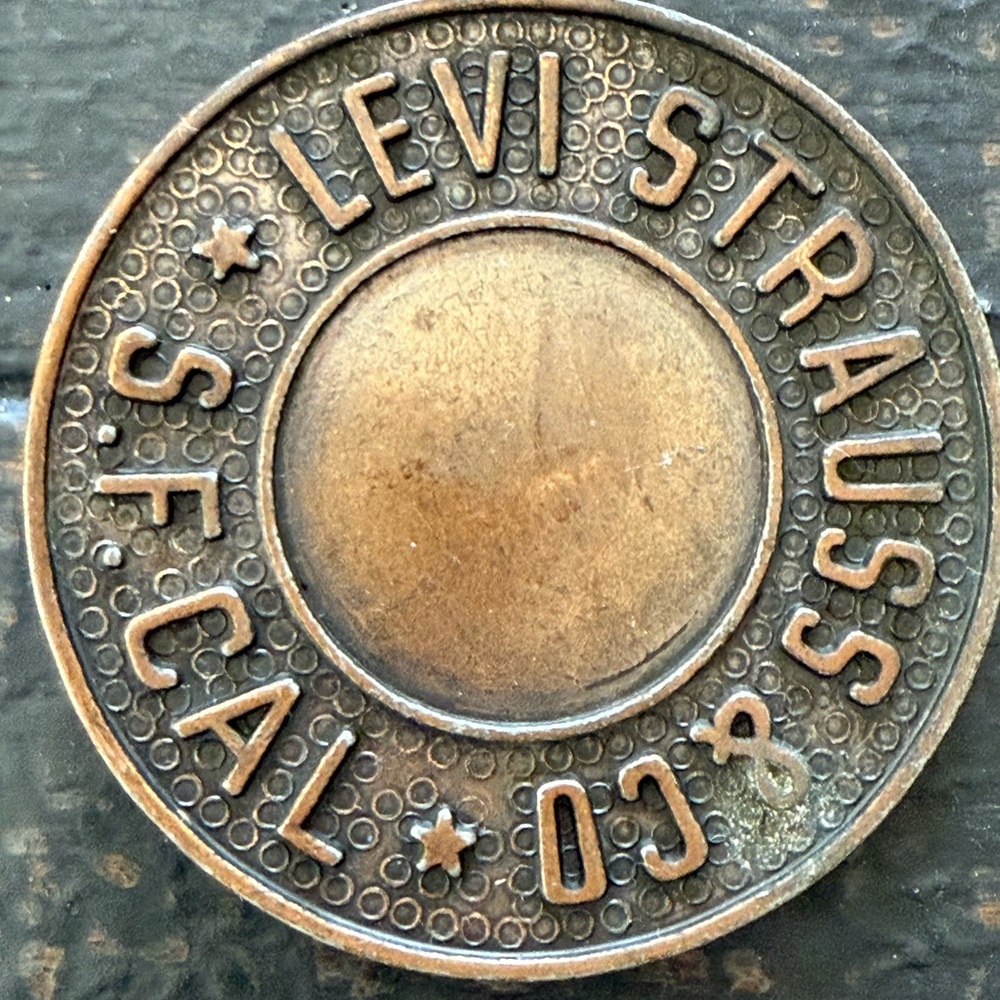 Vintage Levi Strauss & Co Brass Button Belt Buckle SF CAL Levi’s